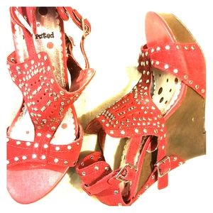 Suede leather glam sandals